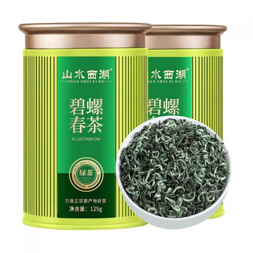 山水西湖绿茶 碧螺春2024新茶250g 明前特级茶叶春茶嫩芽罐装自己喝 明前特级绿茶碧螺春新茶250g